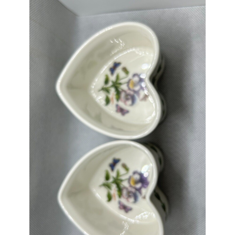 Portmeirion Botanic Gardens Heart Ramekin Viola Hybrida Pattern Set of 2